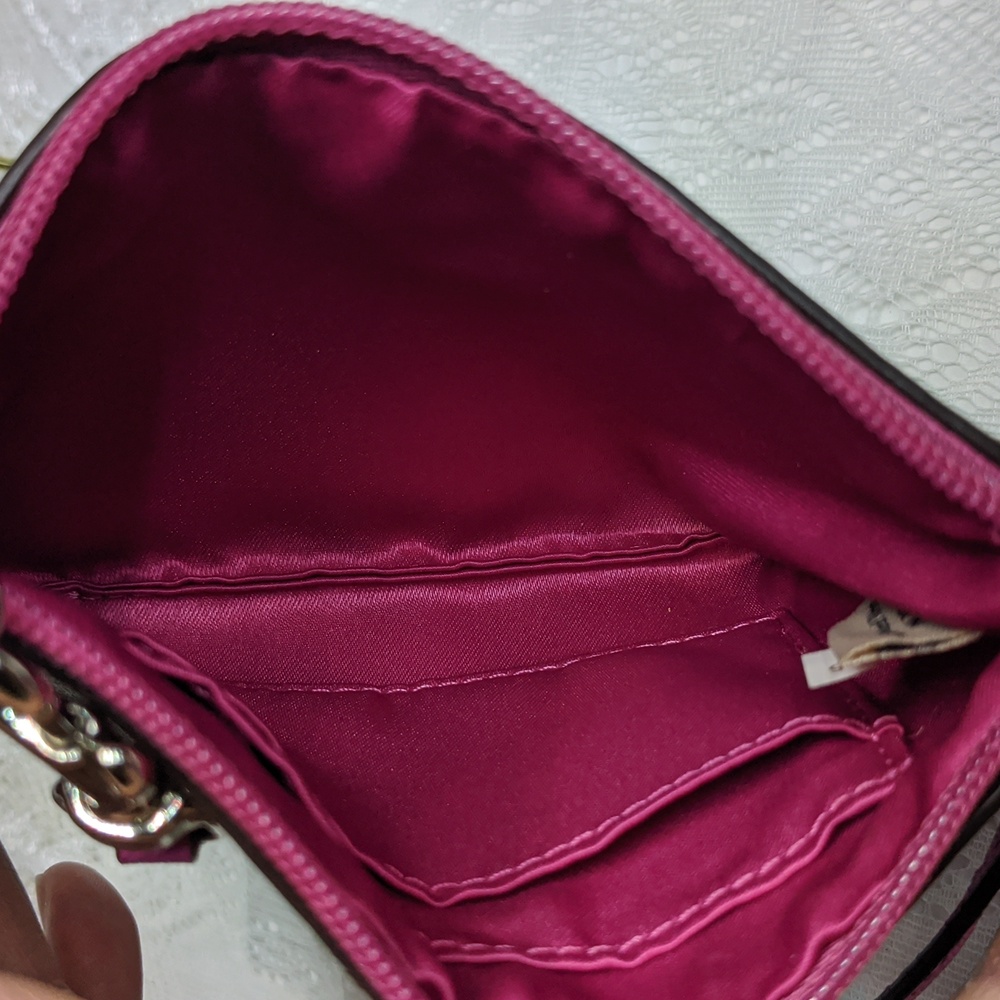 Coach Tan & Pink Coated Canvas Wristlet With Pink Hangtag, Signature Print Cs - Picture 6 of 12
